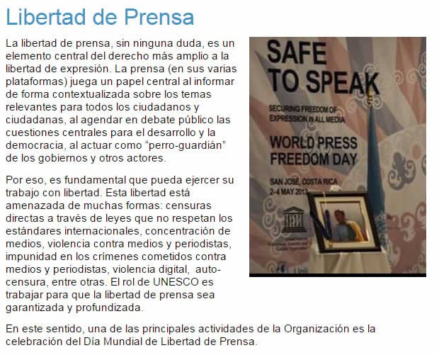 definicion libertad prensa unesco